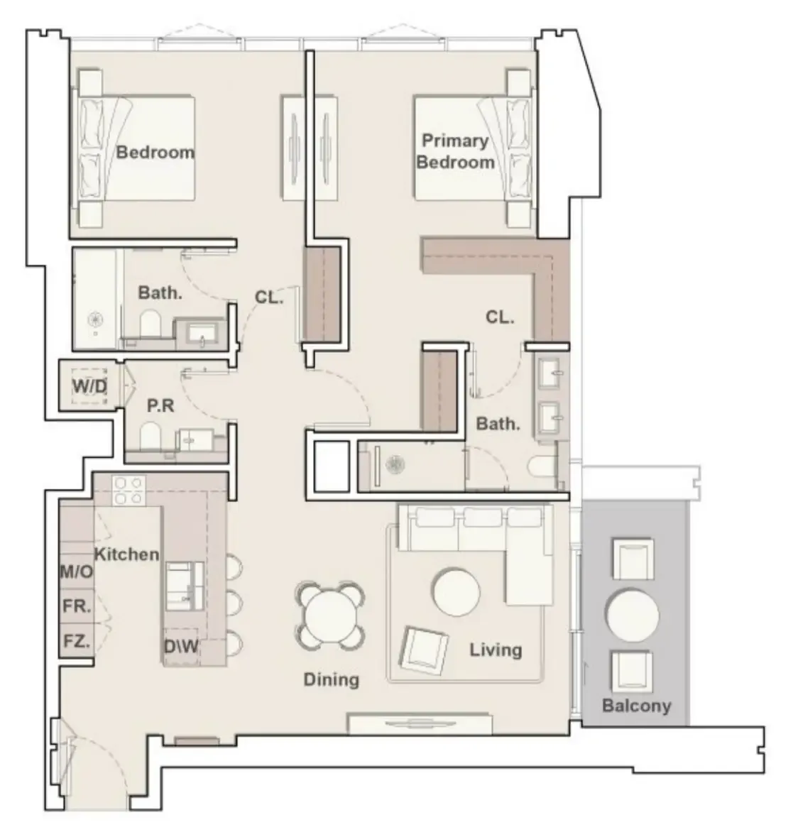 Eltiera Views 2 bed floor plan, 1,284 sqft