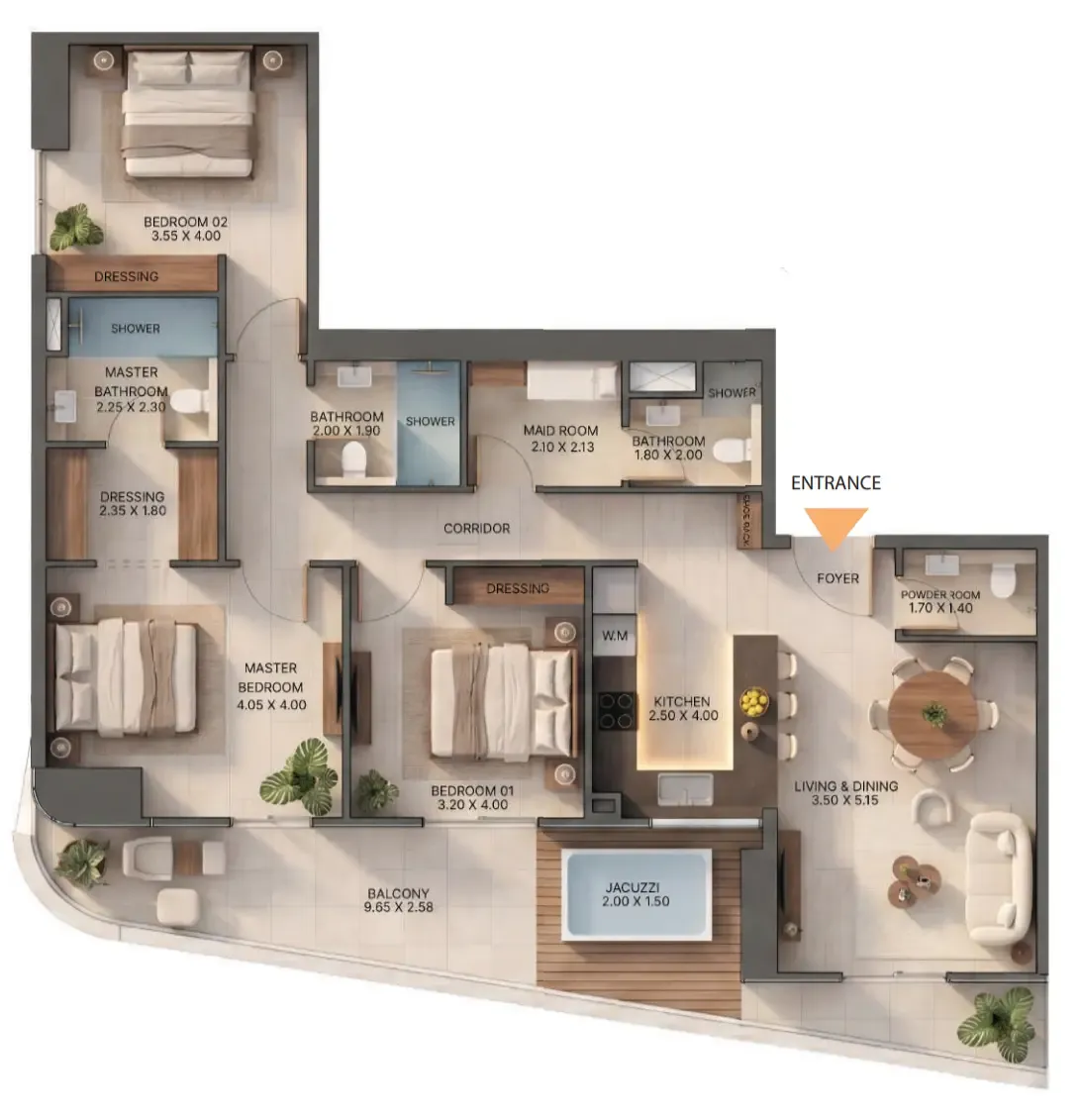 Zen Lagoons by Sanzen 3 bed floor plan, 1,549 sqft