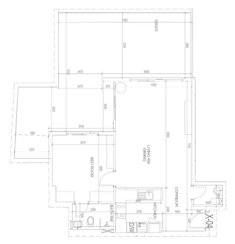 Blue Bay Walk 1 bed floor plan, 1,609 sqft