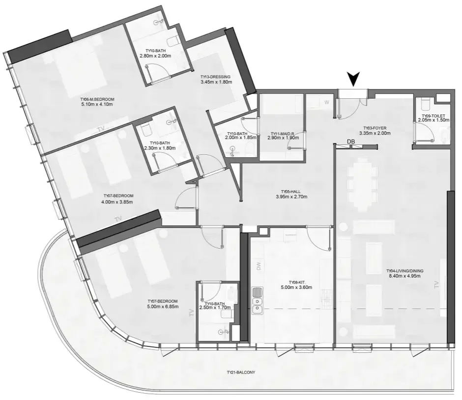 Joud Tower 3 bed floor plan, 2,719 sqft