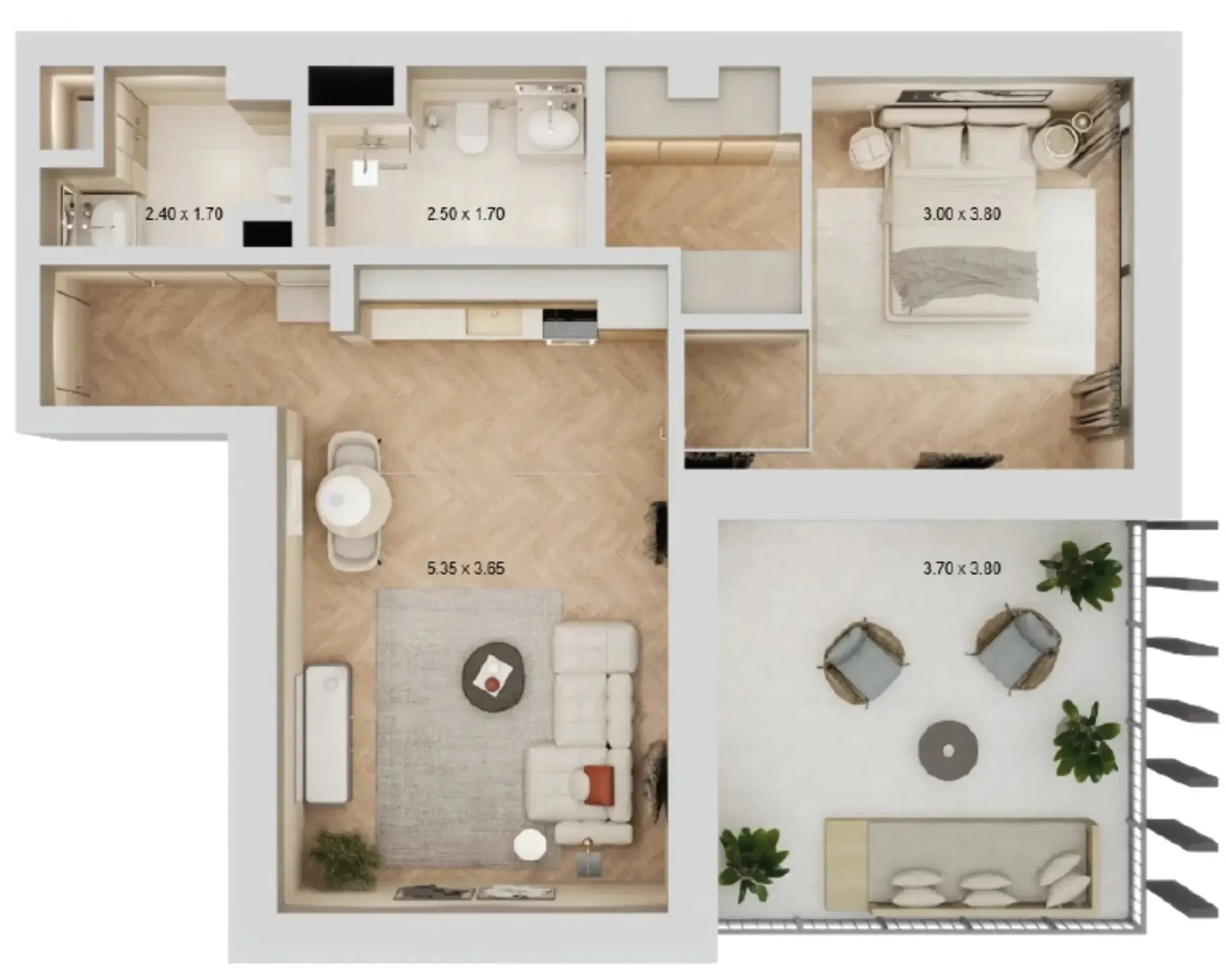 Arisha Terraces 1 bed floor plan, 780 sqft