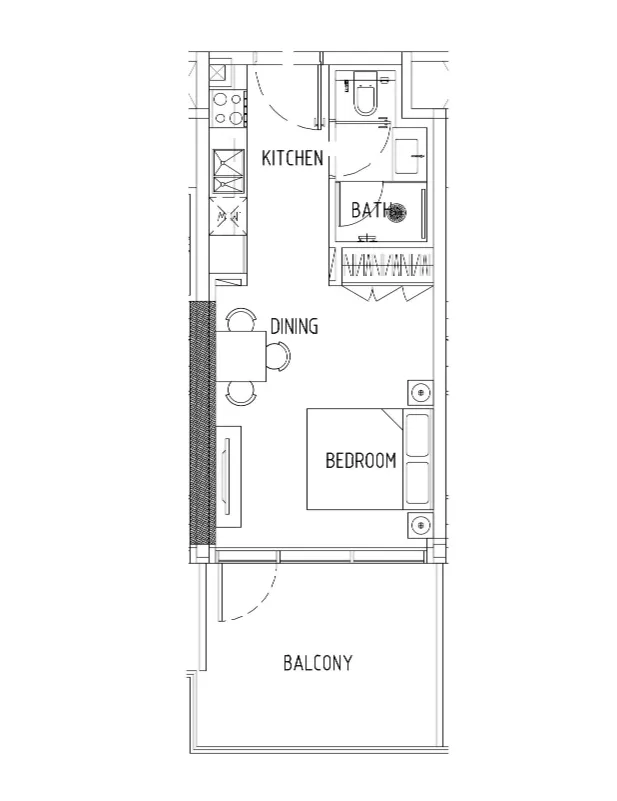 Damac District Studio floor plan, 436 sqft