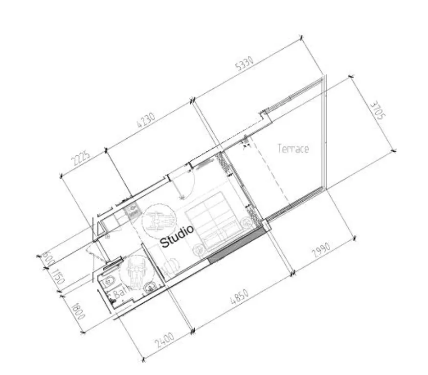 Damac Hills 2 - Hotel Edge by Rotana Studio floor plan, 472 sqft