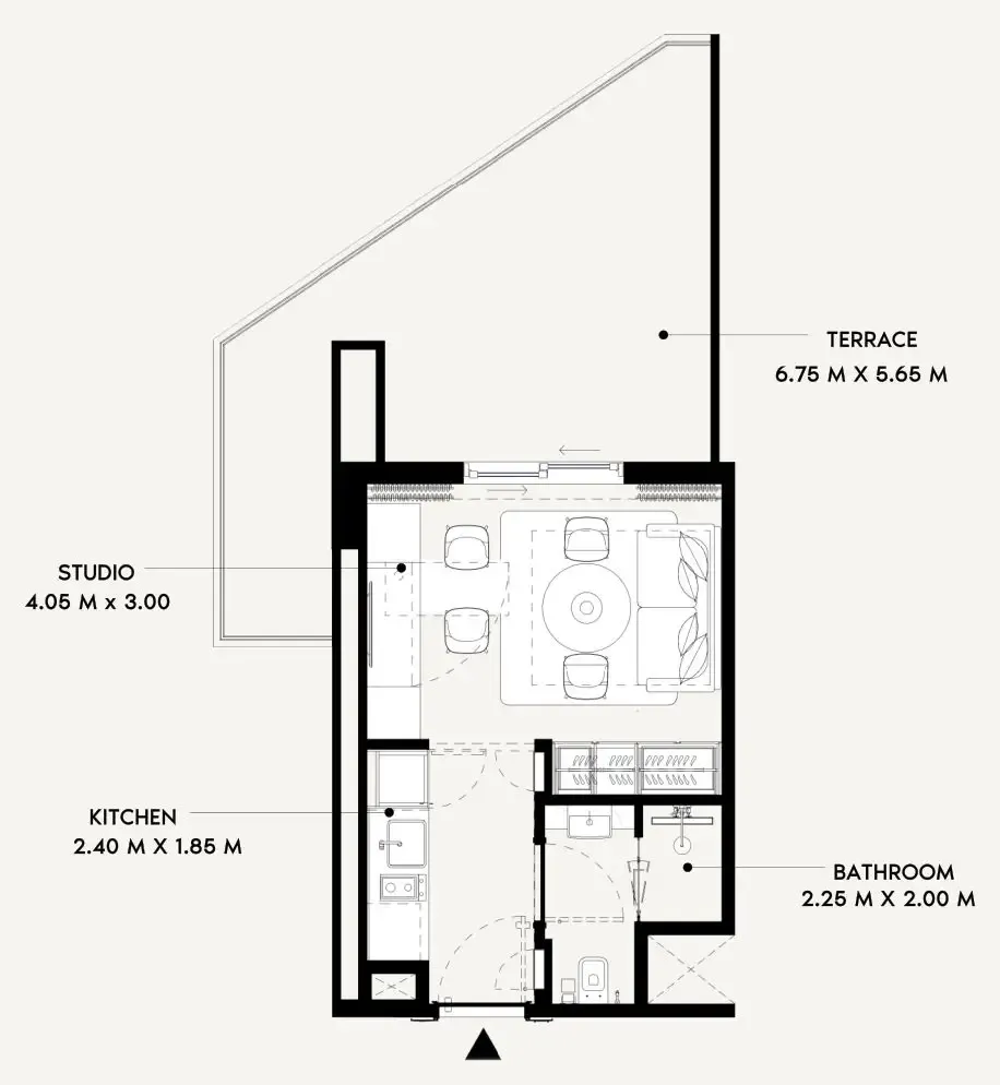 Azizi Lina Studio floor plan, 512 sqft