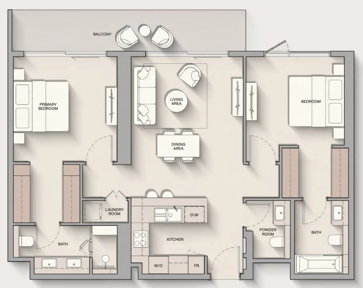 The Hillgate 2 bed floor plan, 1,197 sqft
