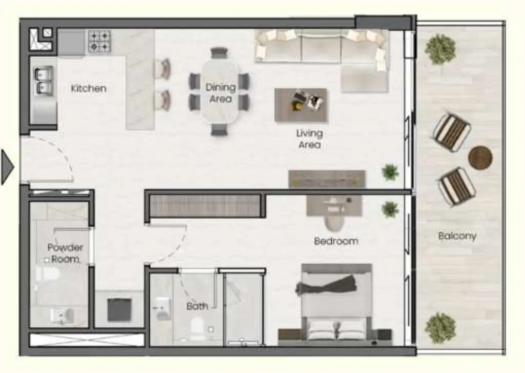 Saddlewood Park 1 bed floor plan, 774 sqft