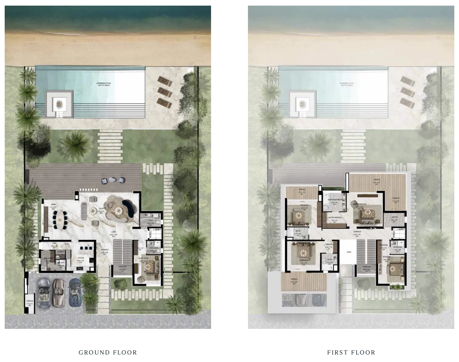 Jacob and Co Beachfront Living 5 bed floor plan, 3,520 – 5,167 sqft
