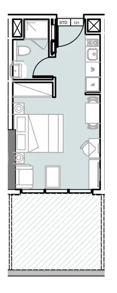 Verdana III Studio floor plan, 394 sqft