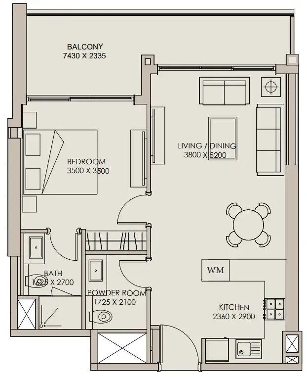 Nirvana Residences 1 1 bed floor plan, 776 sqft