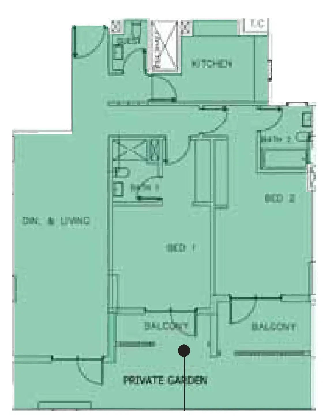 Janayen Avenue 2 bed floor plan, 1,784 sqft