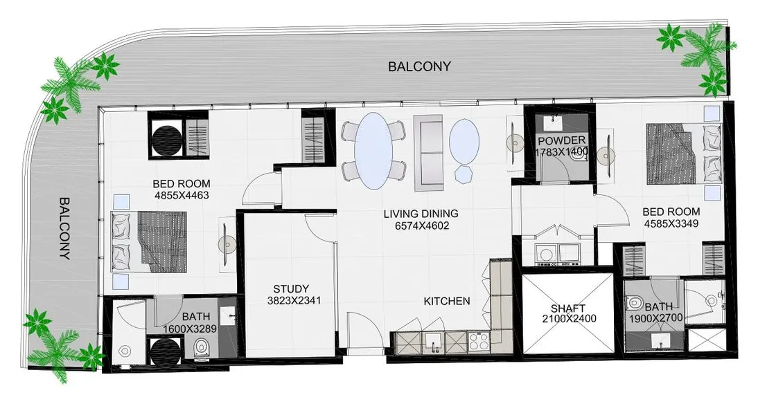 The Community Sports Arena 2 bed floor plan, 1,663 sqft