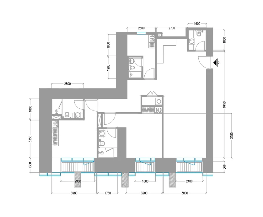 Tiger Sky Tower 2 bed floor plan, 1,481 sqft
