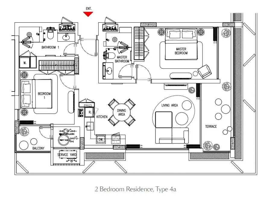 Gardens of Eden - Eden Residence 2 bed floor plan, 1,130 sqft