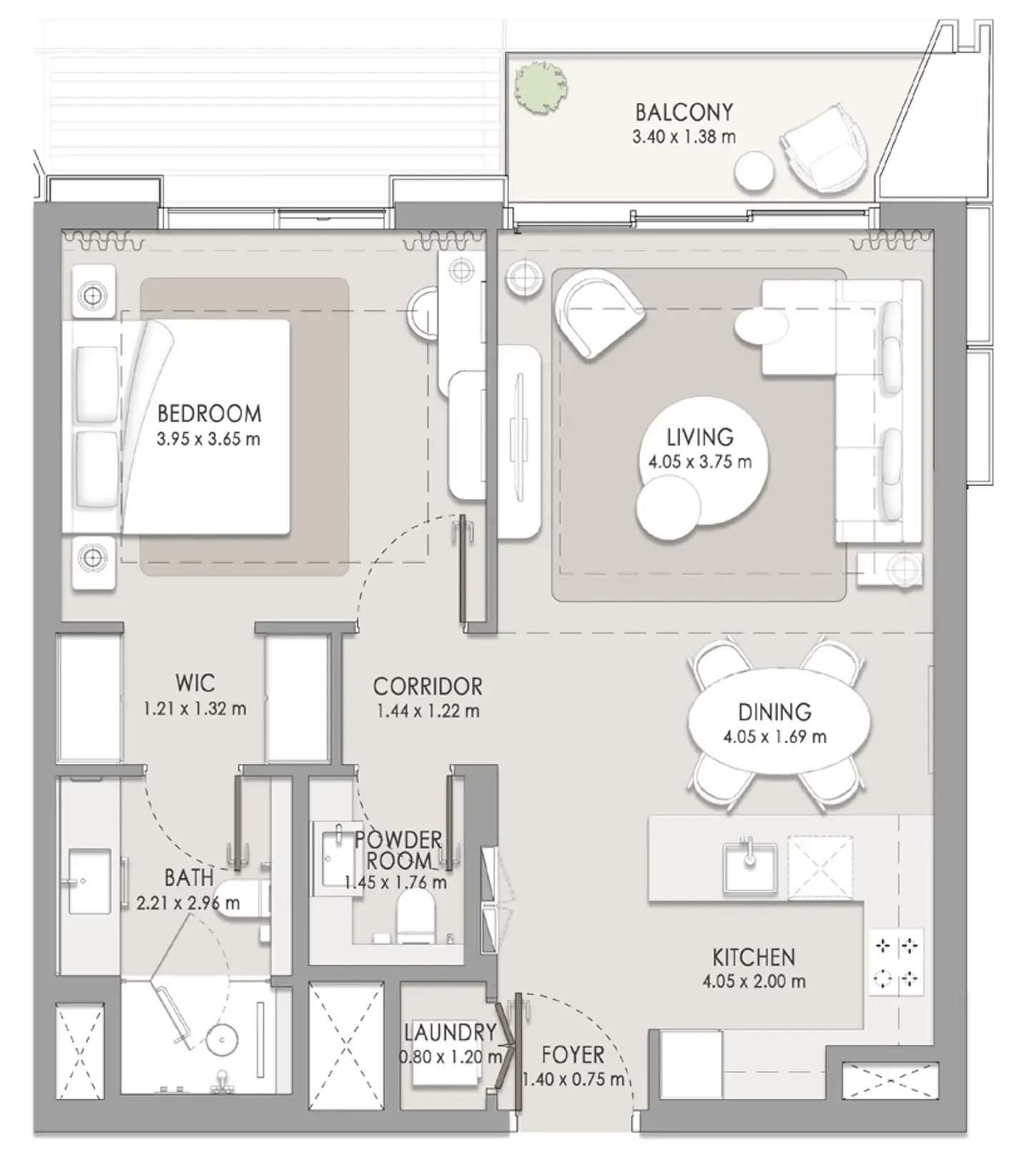 City Walk Crestlane 1 bed floor plan, 796 sqft