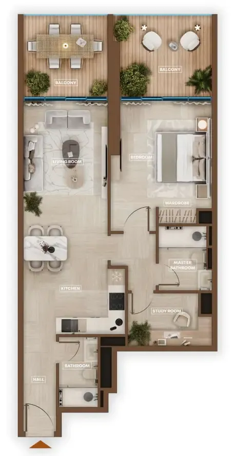 Sky Hills Astra 1 bed floor plan, 1,024 sqft
