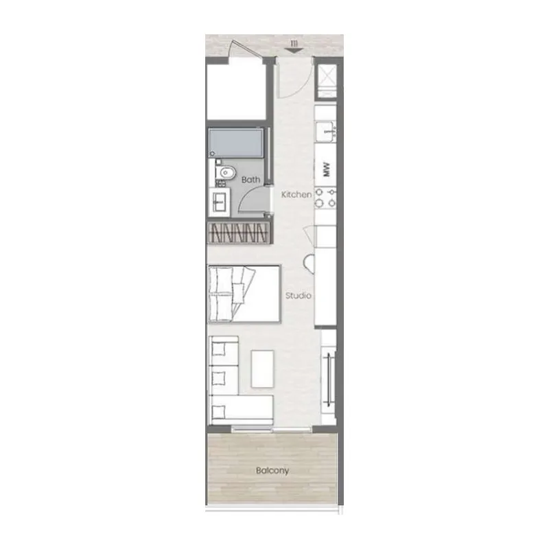 Beverly Park Studio floor plan, 437 sqft