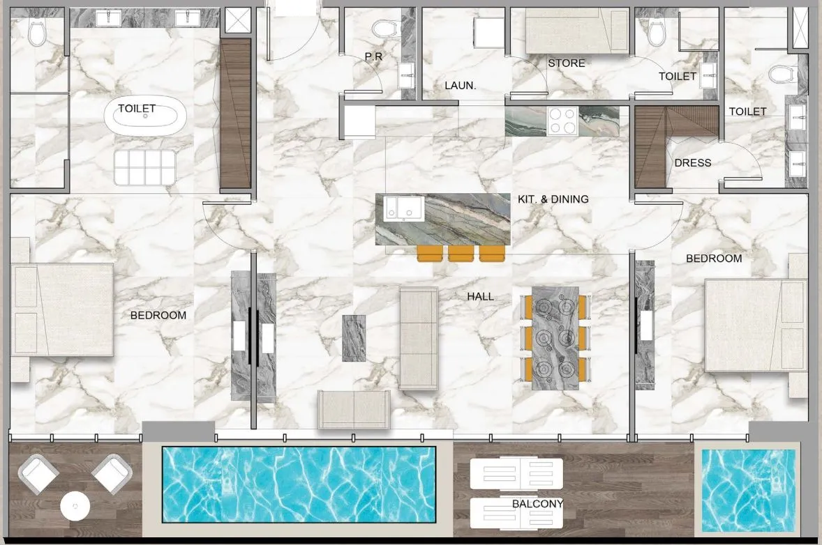 Sky Vista 2 bed floor plan, 1,741 sqft