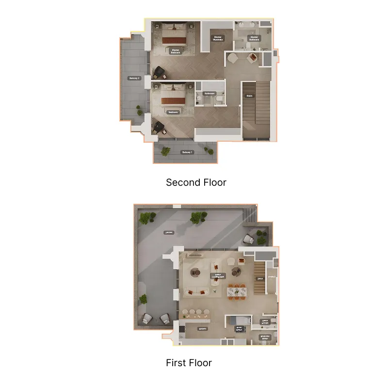 Sama Yas 2 bed floor plan, 3,118 sqft