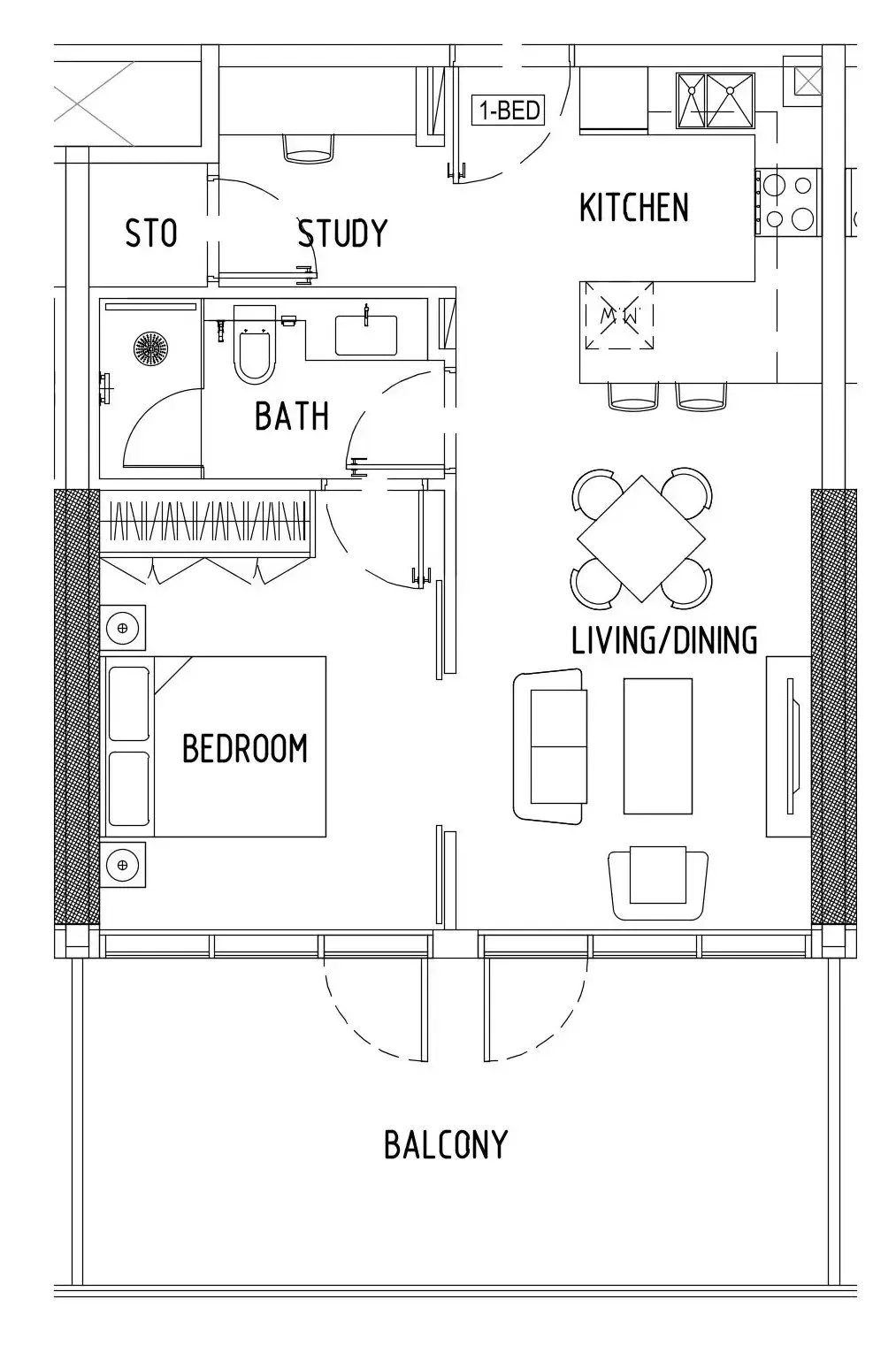 Damac District 1 bed floor plan, 775 – 778 sqft
