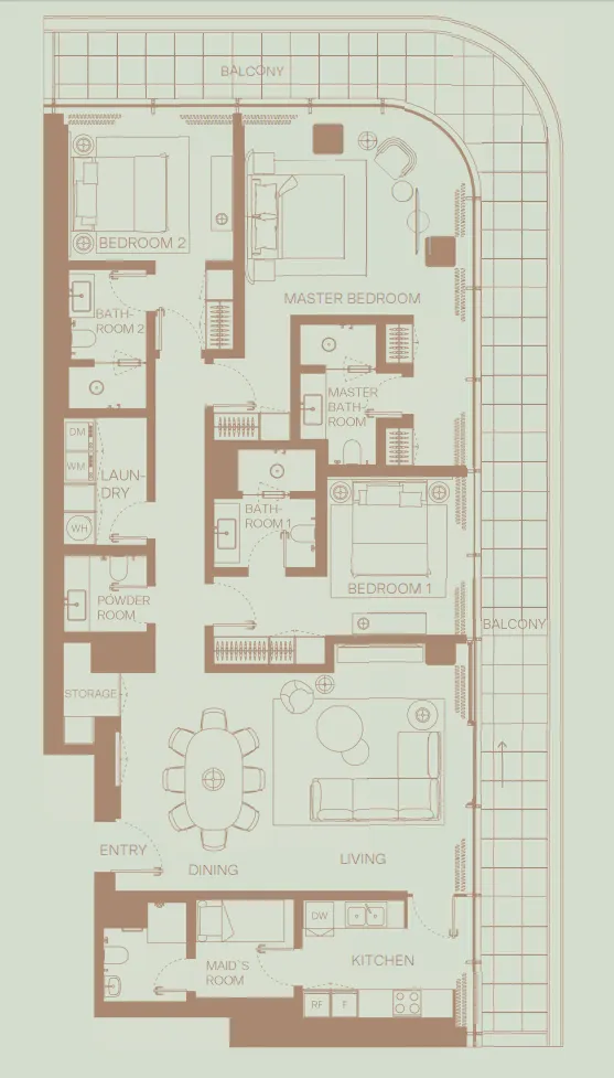 Eden House The Park 3 bed floor plan, 2,346 sqft