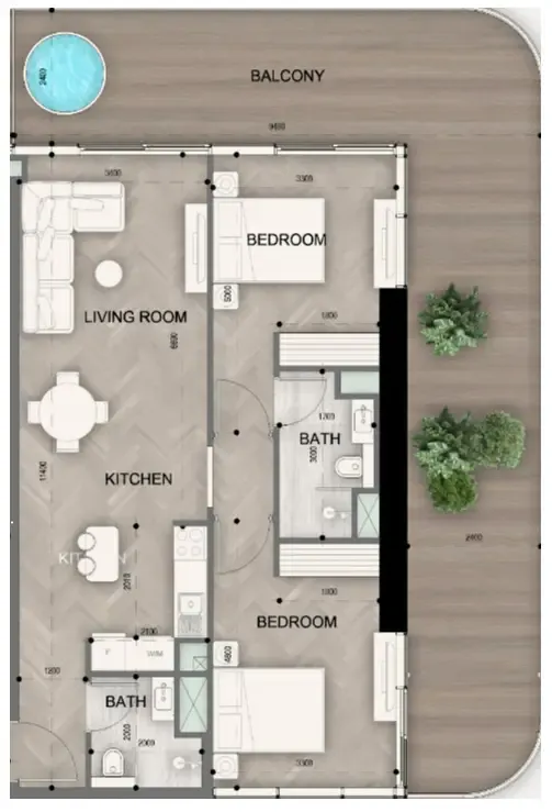 Sky Line by Peace Homes 2 bed floor plan, 1,429 sqft