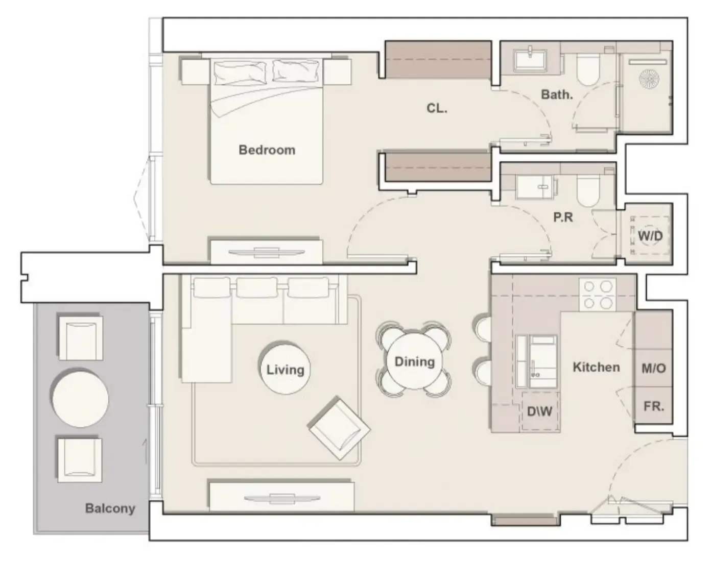 Eltiera Views 1 bed floor plan, 796 sqft