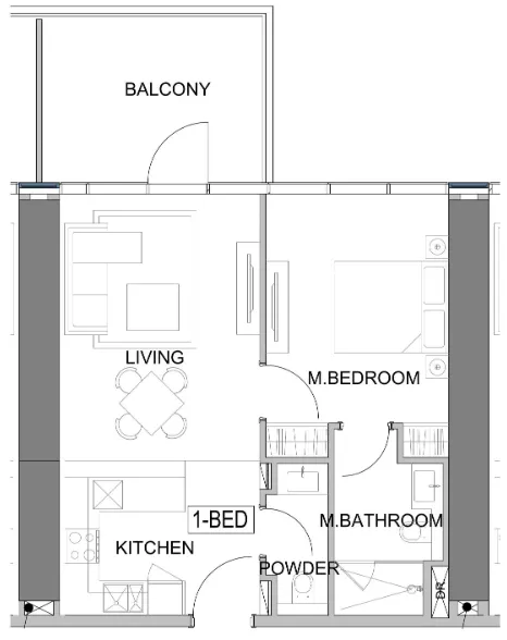 Damac Safa Gate 1 bed floor plan, 733 – 784 sqft