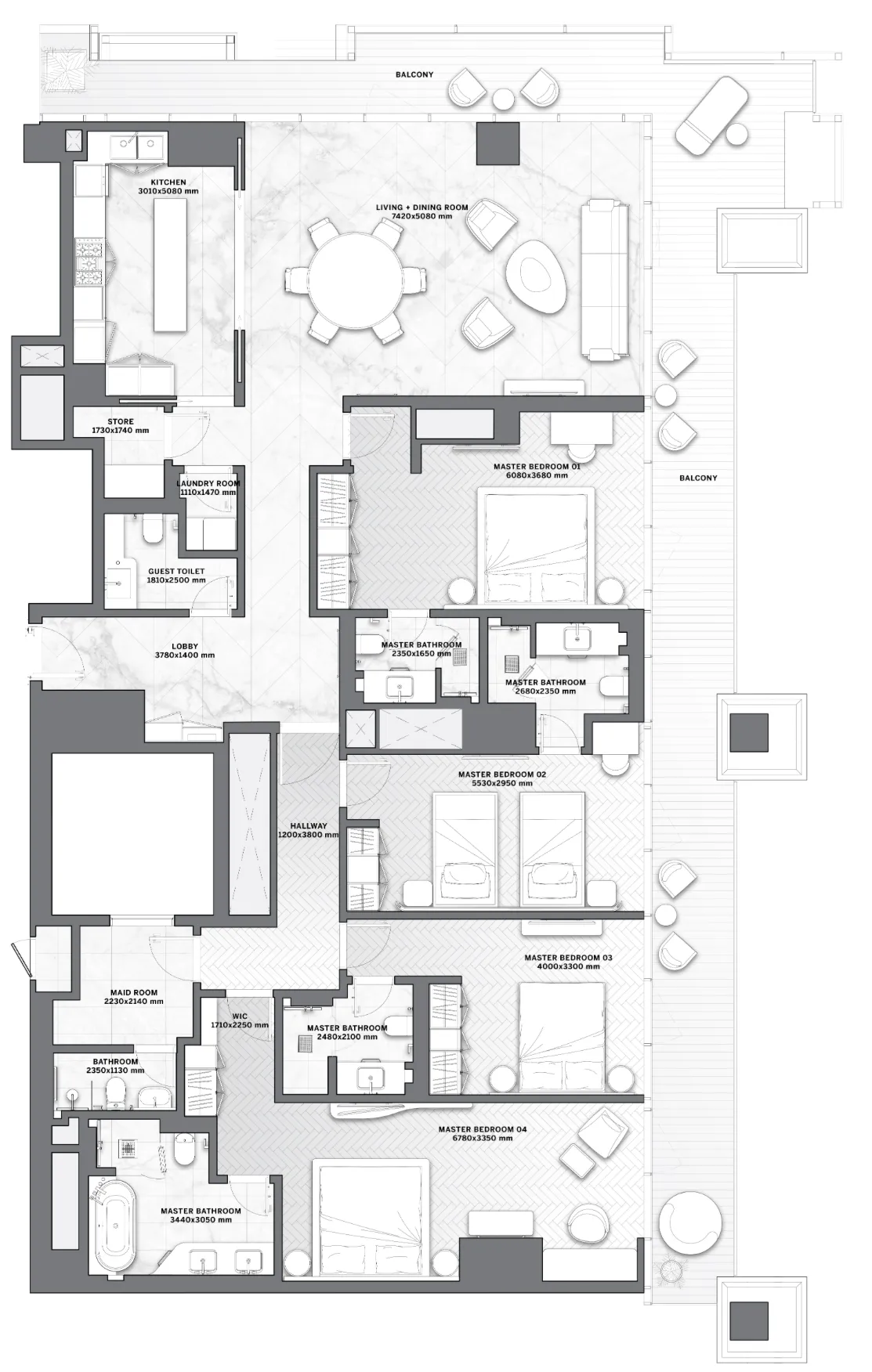 DaVinci 4 bed floor plan, 2,919 – 2,922 sqft