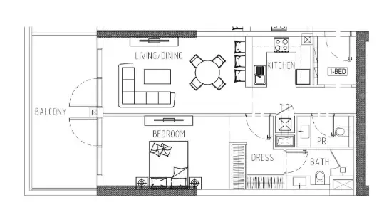 Damac Riverside Views 1 bed floor plan, 965 sqft