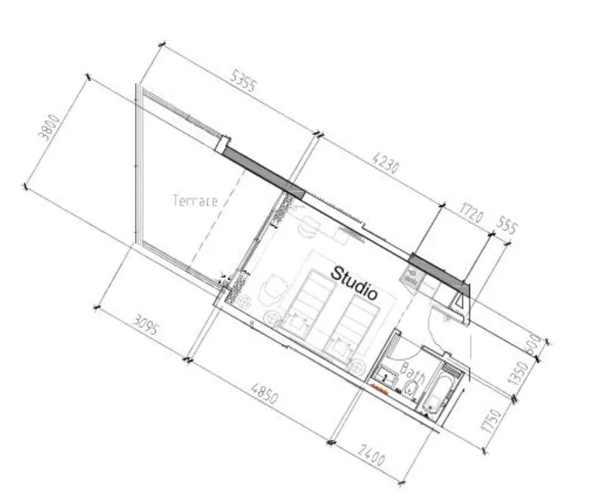 Damac Hills 2 - Hotel Edge by Rotana Studio floor plan, 475 sqft