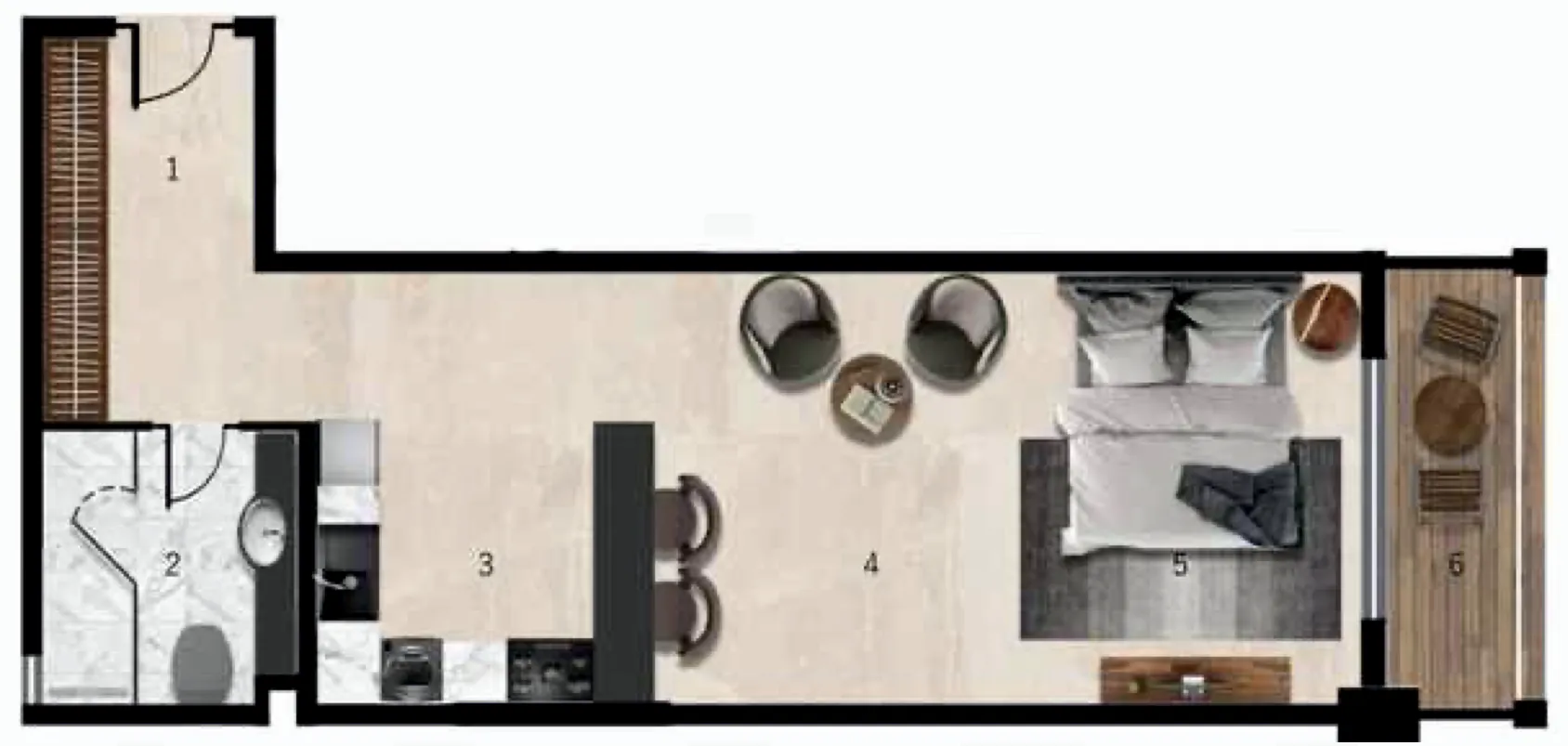7 Seasons Studio floor plan, 694 – 701 sqft