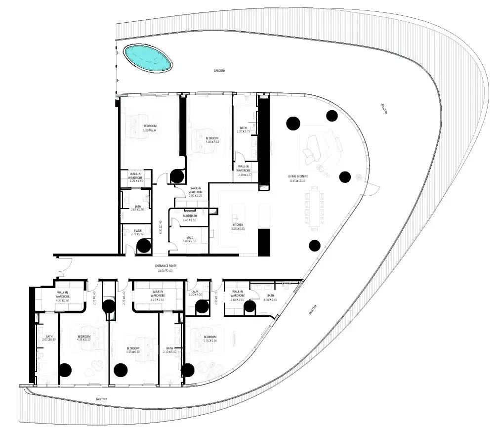Bugatti Residences by Binghatti 5 bed floor plan, 8,837 sqft