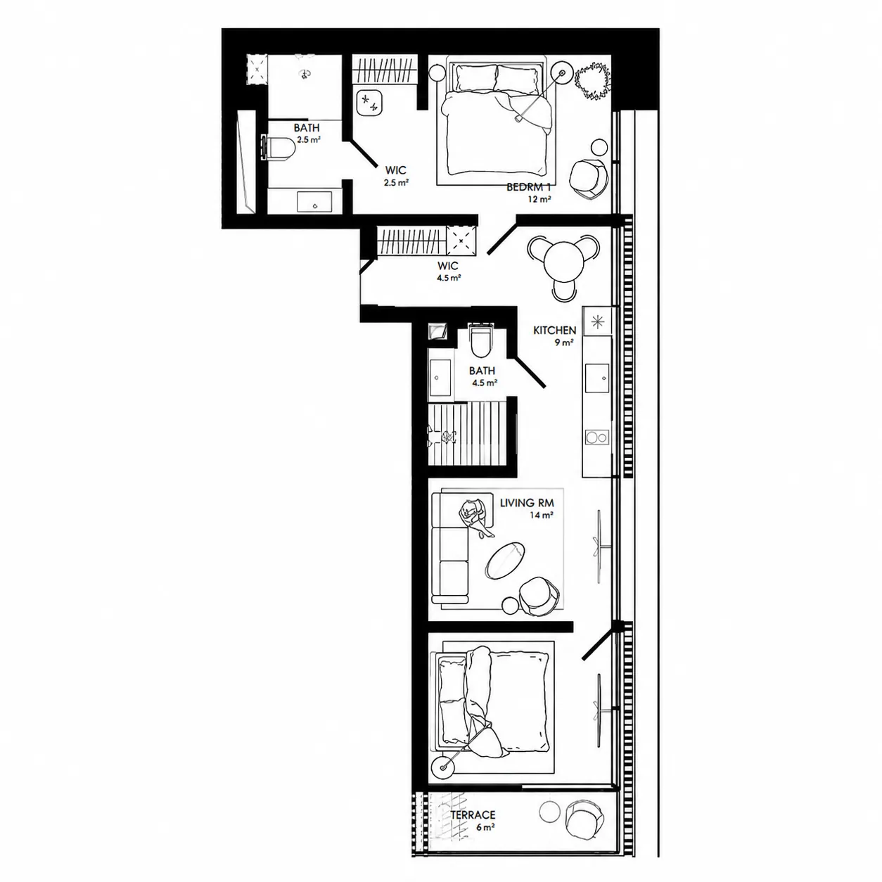 OceaniQ Nusa Penida 3 bed floor plan, 704 sqft