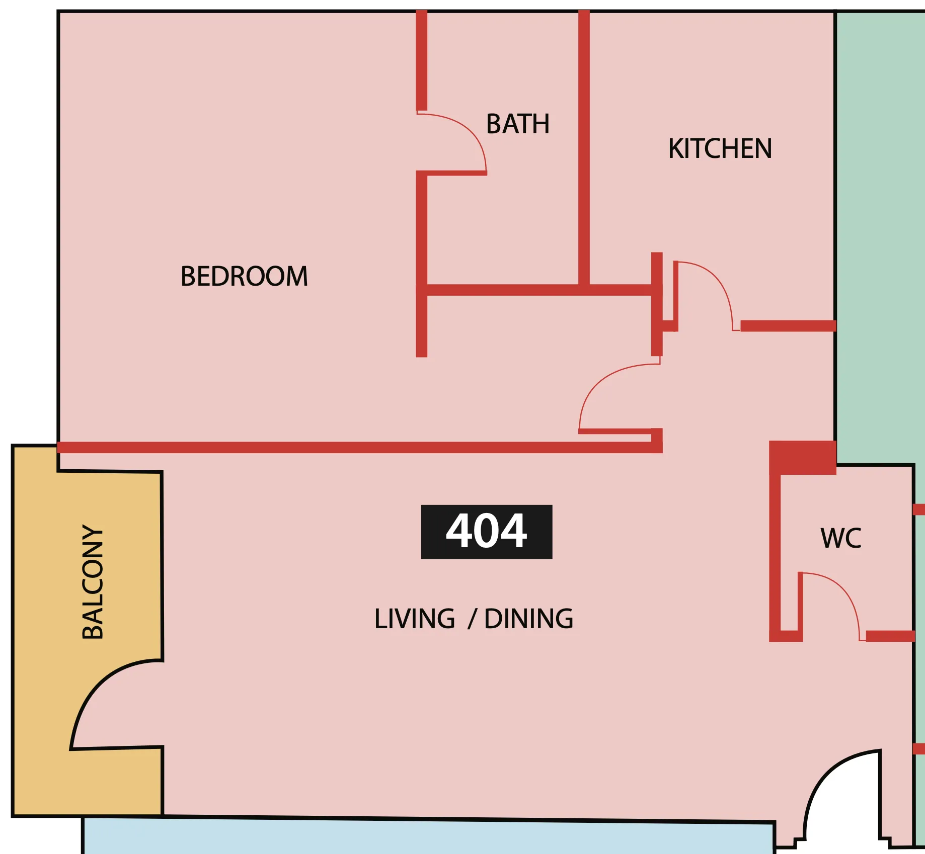 Paradise View 1 1 bed floor plan, 816 sqft