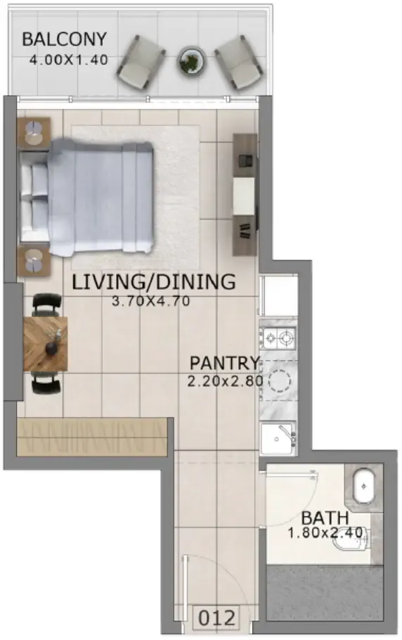 Arlington Park 2 Studio floor plan, 403 sqft