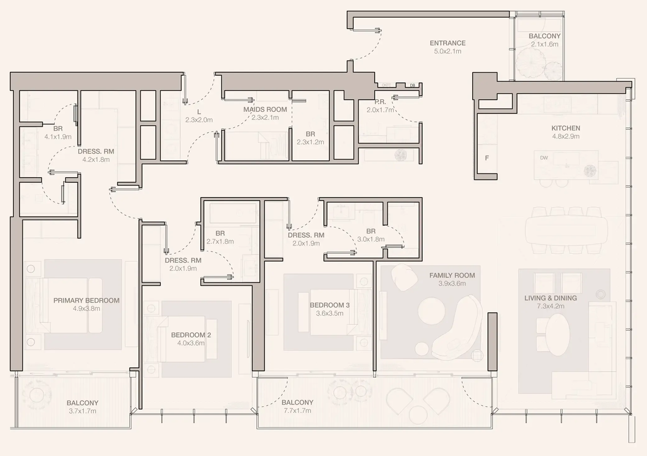Jumeirah Residences Emirates Towers 3 bed floor plan, 2,557 sqft