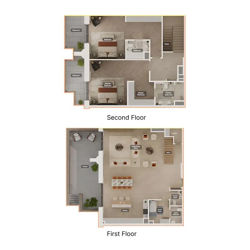 Sama Yas 2 bed floor plan, 2,782 sqft