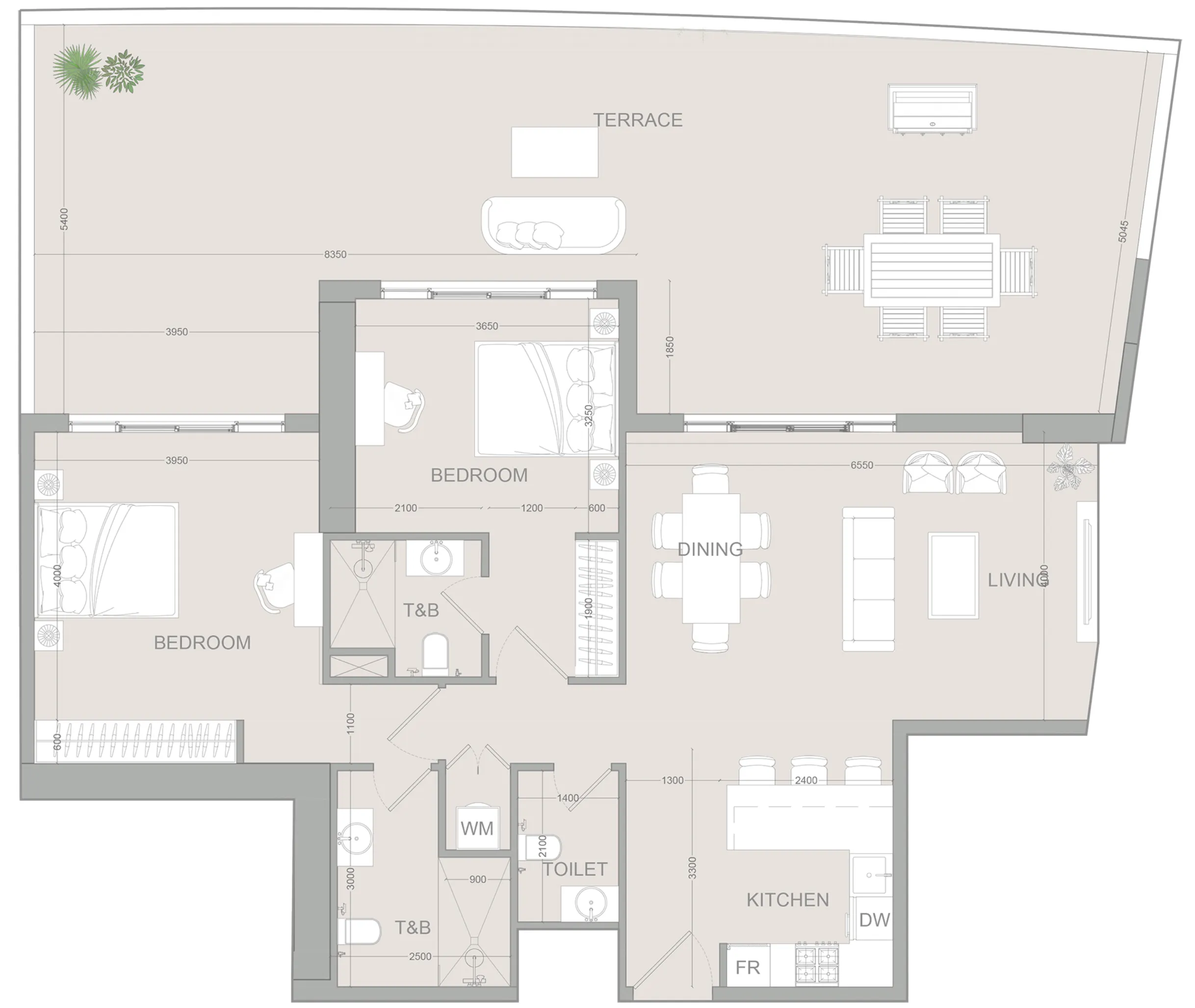 AUREL1A Residence 2 bed floor plan, 1,947 sqft