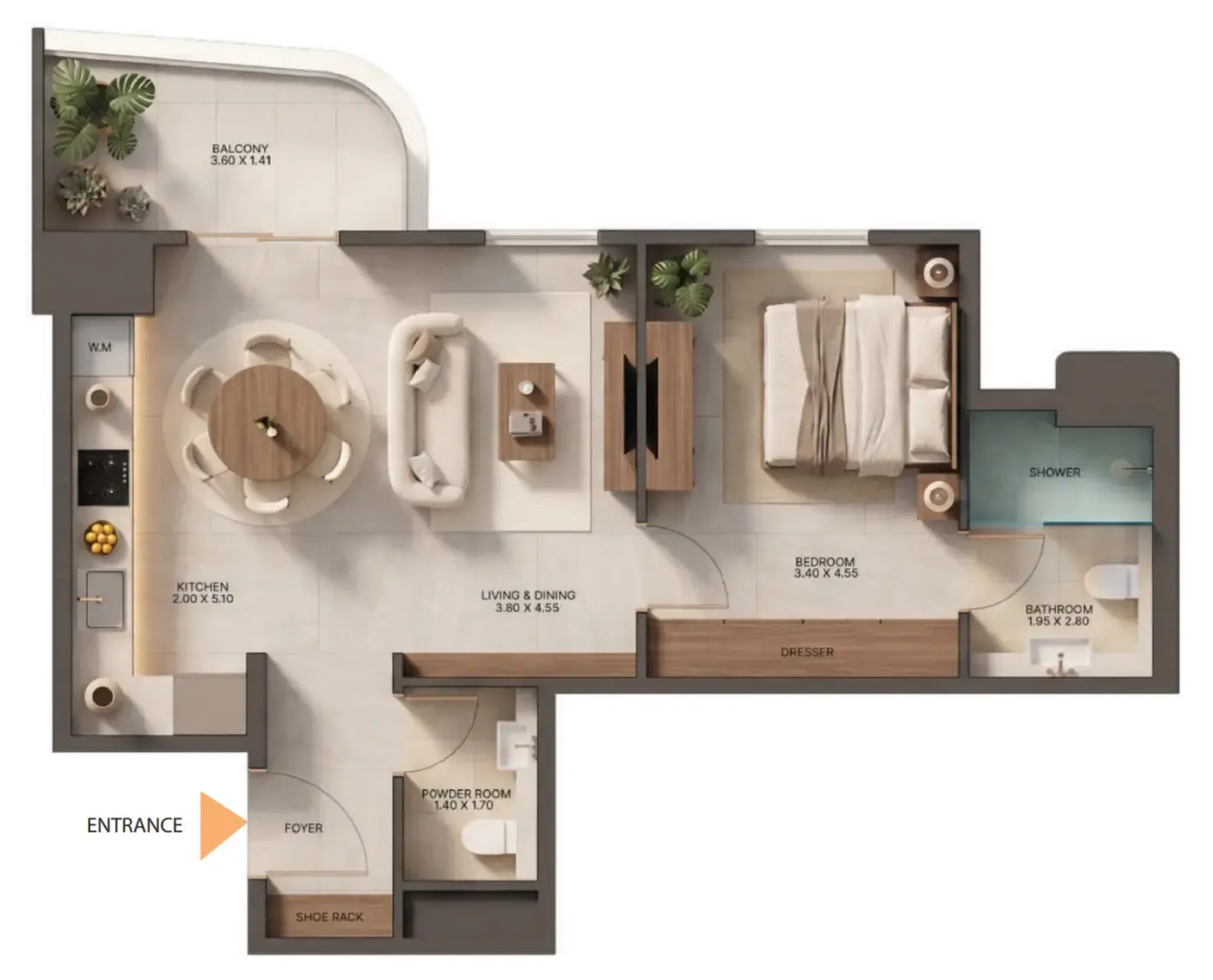 Zen Lagoons by Sanzen 1 bed floor plan, 689 sqft
