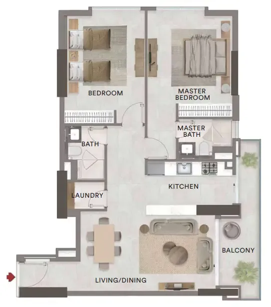 Urban - Park Residences 2 bed floor plan, 1,171 sqft