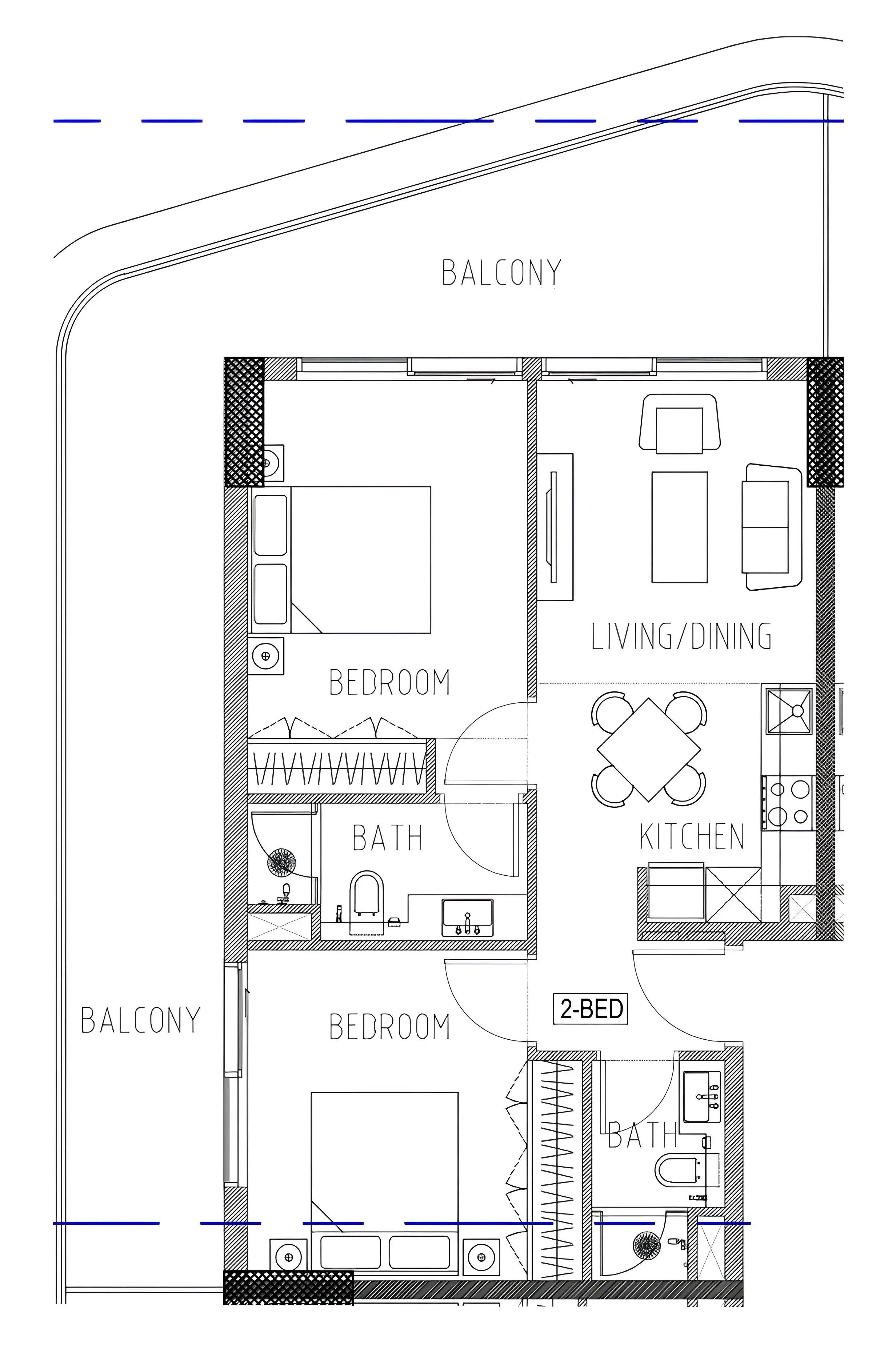 Elo 2 and 3 Damac 2 bed floor plan, 1,026 sqft