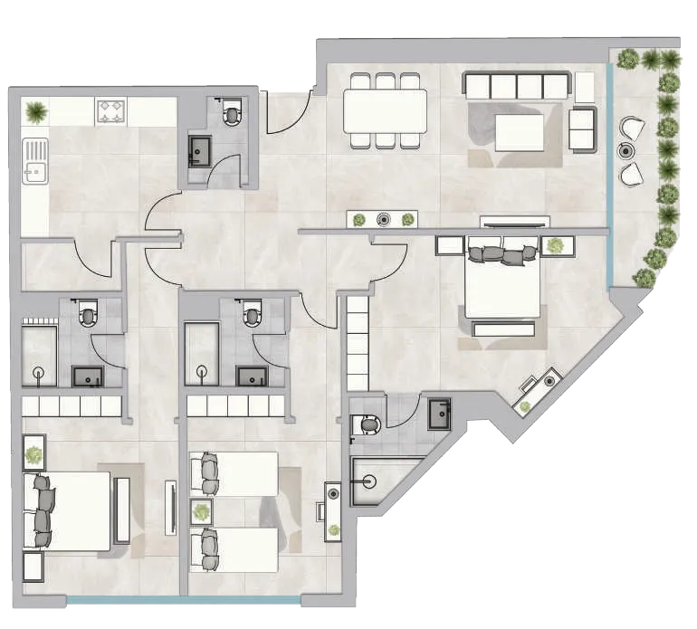 Infinity Tower 3 bed floor plan, 4,138 sqft