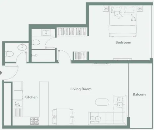 Luma Park Views 1 bed floor plan, 799 – 807 sqft