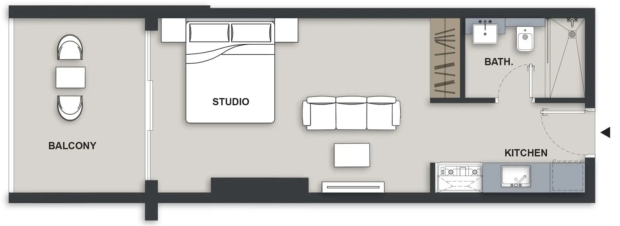 Maison Elysee III Studio floor plan, 481 sqft