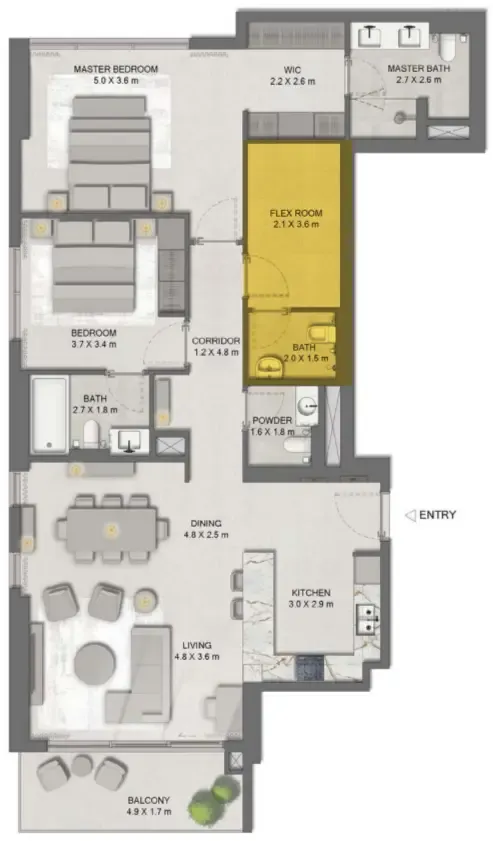 Ghaf Woods Distrikt 2 bed floor plan, 1,451 sqft