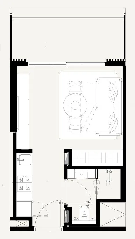 Azizi Abraham Studio floor plan, 349 sqft