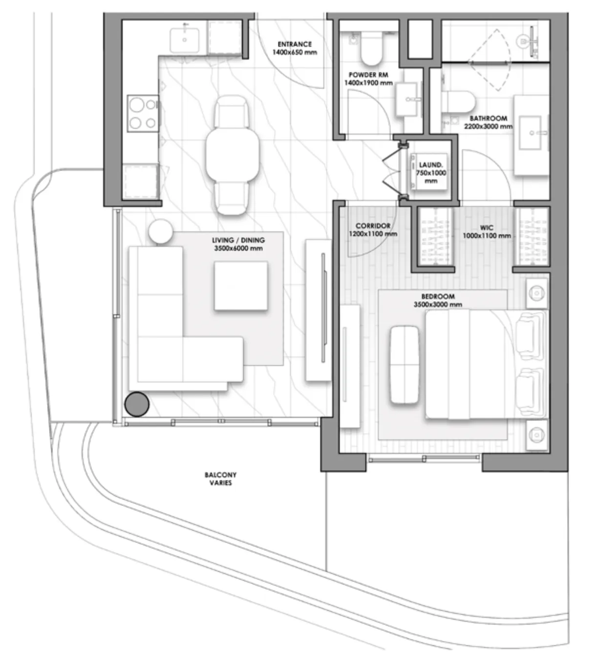 The Great Escape 2 1 bed floor plan, 675 – 688 sqft