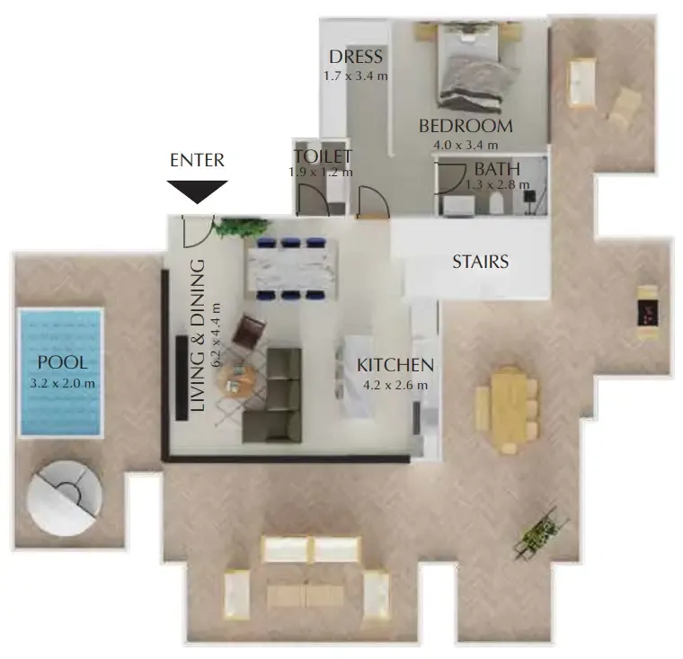 Treppan Tower 3 bed floor plan, 2,879 sqft