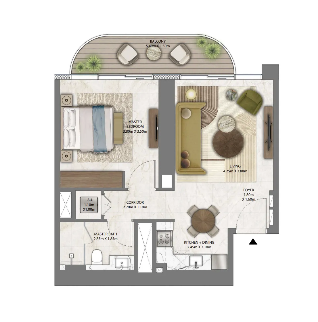 Address Residences Zabeel 1 bed floor plan, 737 sqft