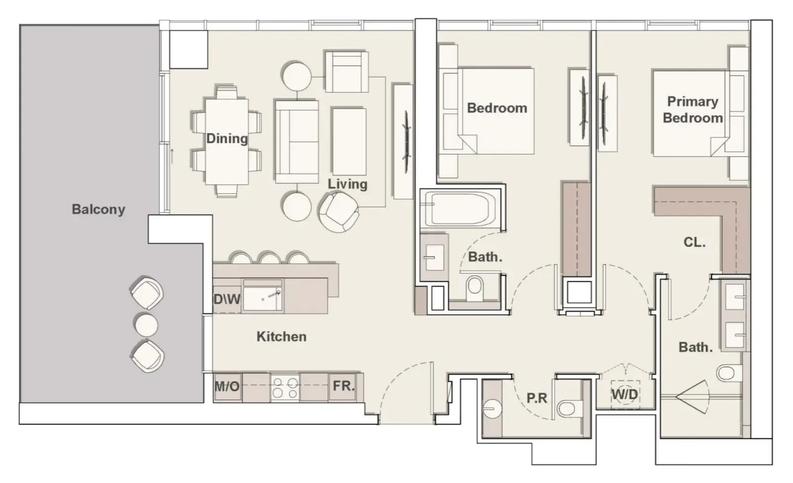 The Highgrove 2 bed floor plan, 1,407 sqft